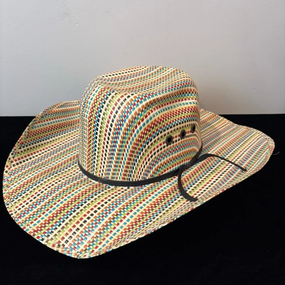 Kid’s Ariat Multicolor Woven Straw Western Cowboy Rodeo Hat